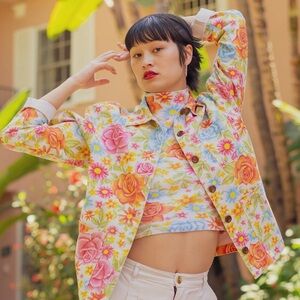 Rare Big Bud Press Vintage Floral Wallpaper Work Jacket